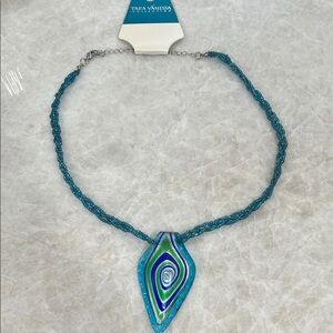 Blue and Green Murano Pendant Necklace
